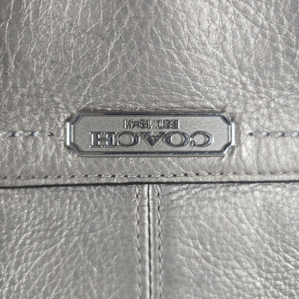 Coach Park Metro Tote Women Large Pewter Metallic Leather Purse - Picture 3 of 12